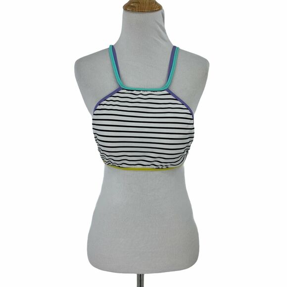 Victorias Secret Halter Bikini Top Womens M Medium Stripe Double Strap Padded - Picture 1 of 11